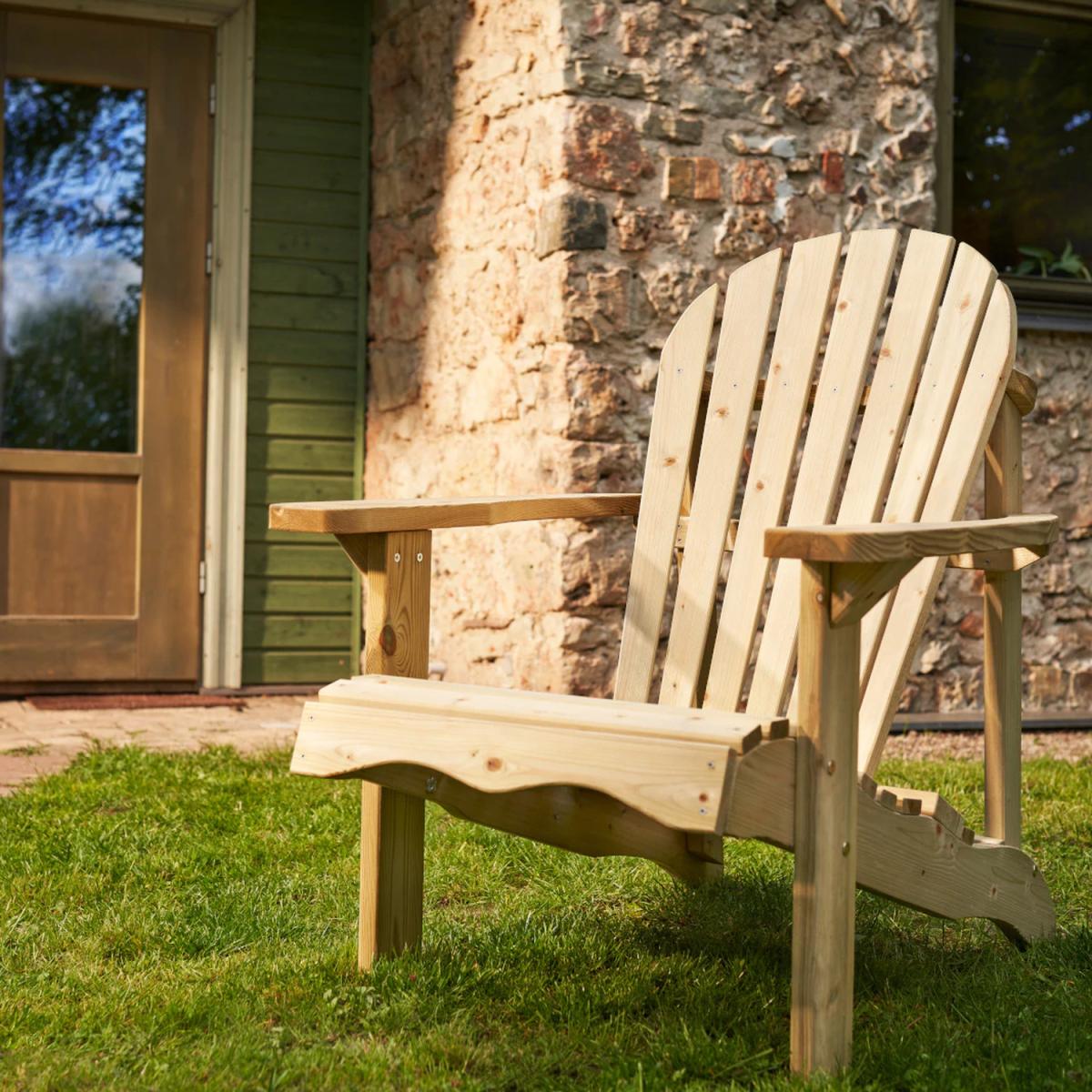 Adirondack Single Wooden Garden Chair - Brown – image 2