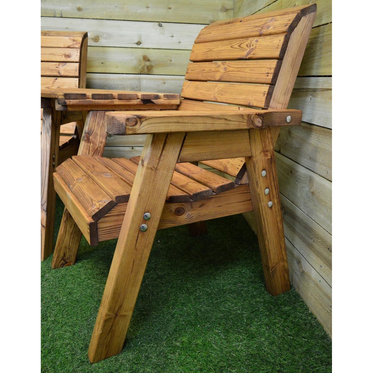 Hand Made 2 Seater Chunky Wooden Garden Furniture Love Seat - Brown – image 5