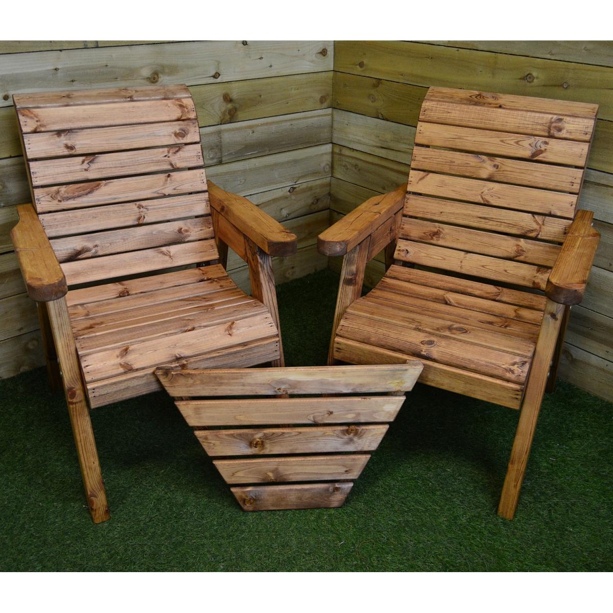 Hand Made 2 Seater Chunky Wooden Garden Furniture Love Seat - Brown – image 6