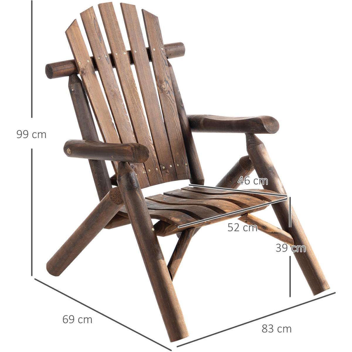 Outdoor Wooden Adirondack Chair Vintage - Brown – image 2