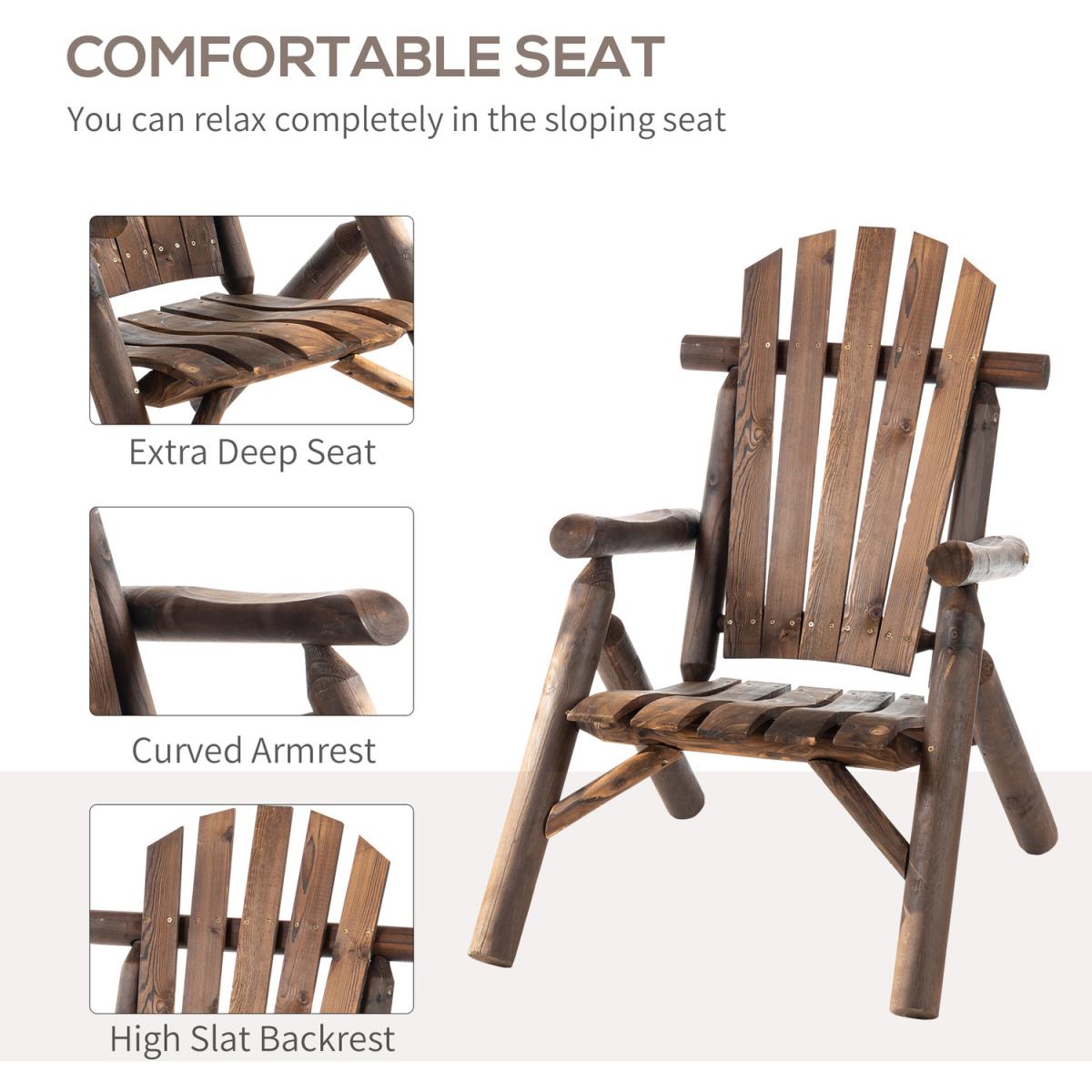 Outdoor Wooden Adirondack Chair Vintage - Brown – image 3