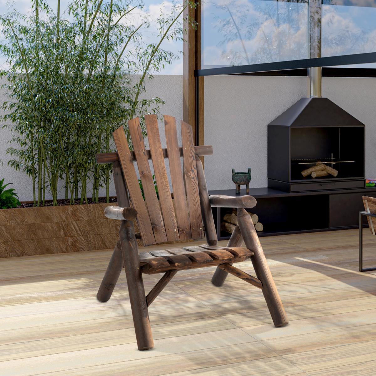 Outdoor Wooden Adirondack Chair Vintage - Brown – image 1