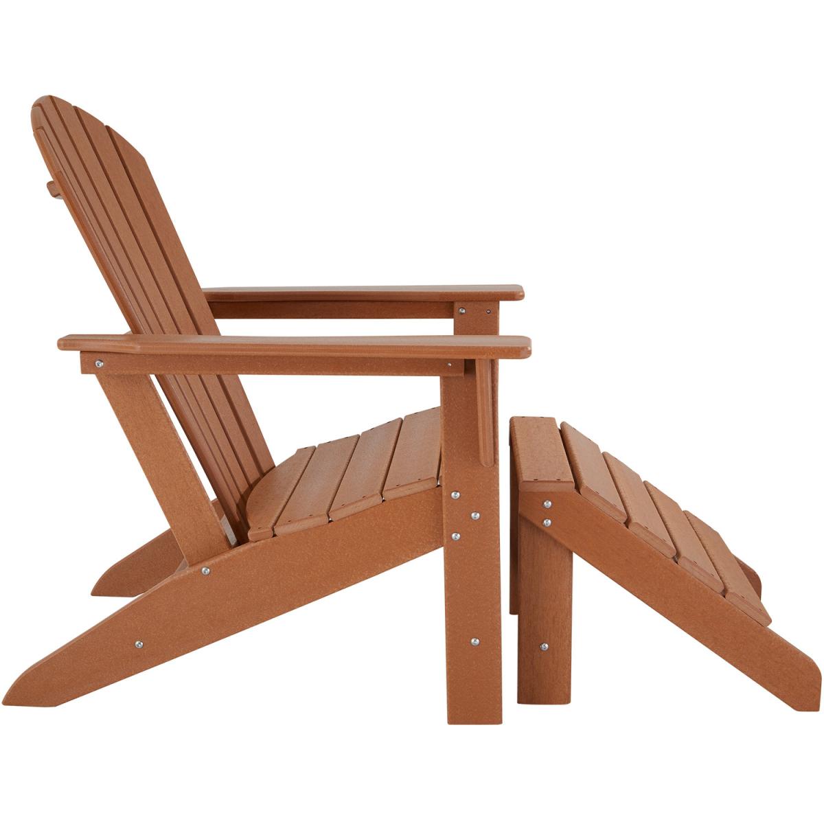 Set Of 2 Adirondack Design Garden Chairs with Footstool - Brown – image 3