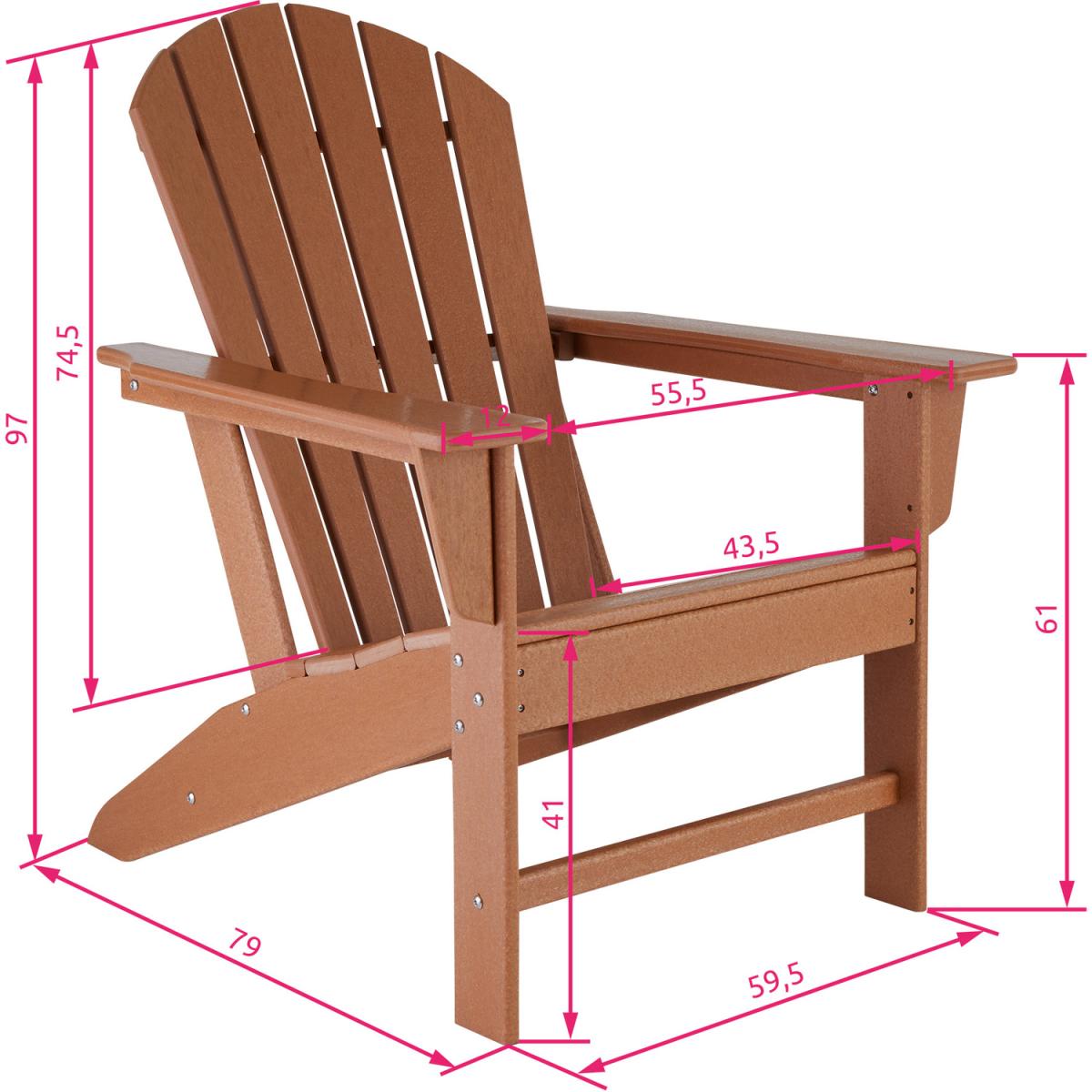 Set Of 2 Adirondack Design Garden Chairs with Footstool - Brown – image 5