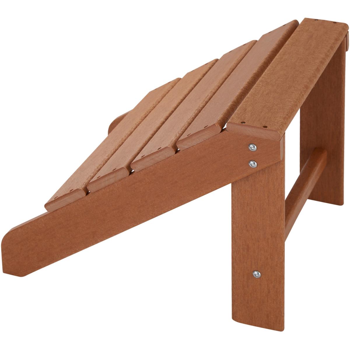 Set Of 2 Adirondack Design Garden Chairs with Footstool - Brown – image 7
