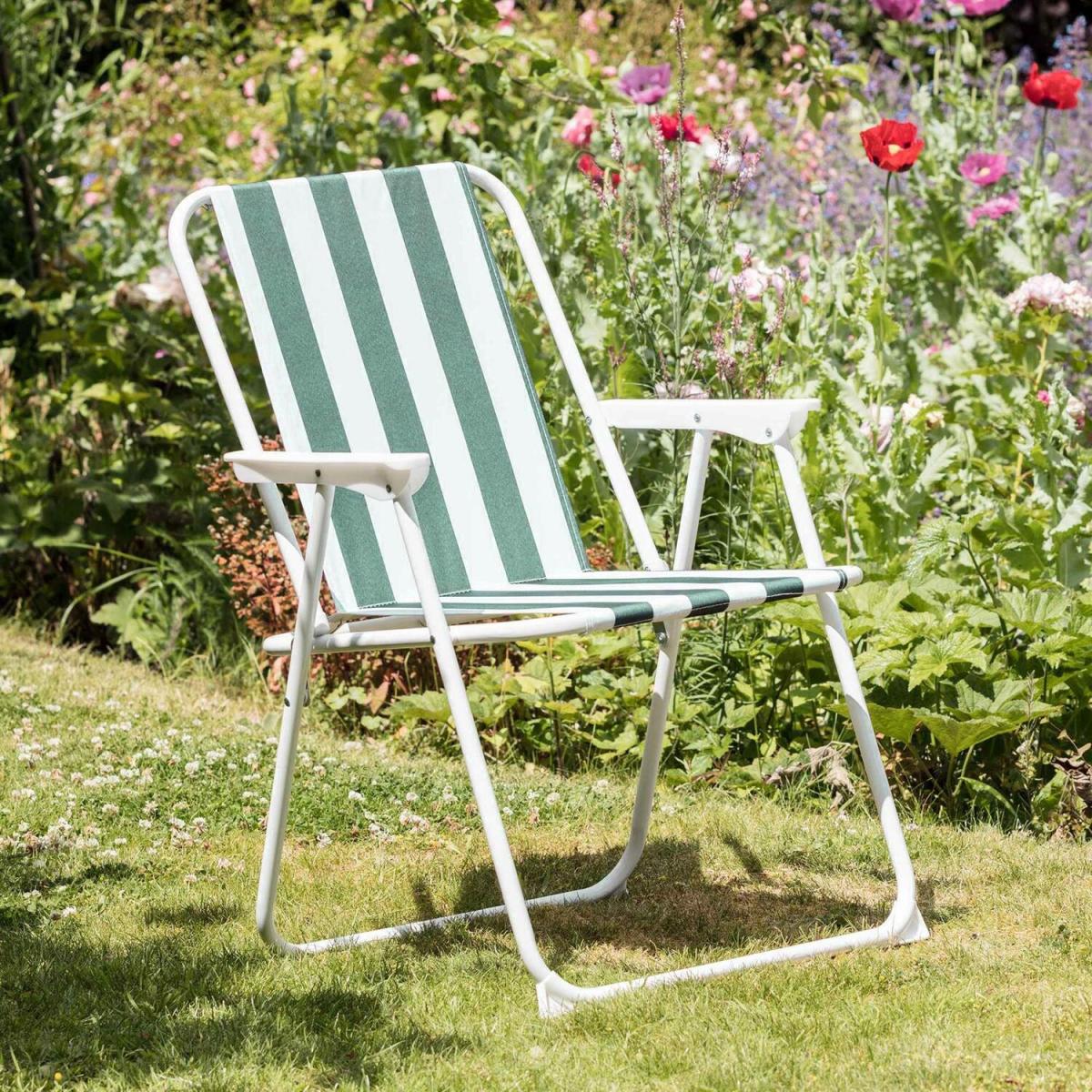 Folding Metal Beach Garden Chairs - Pack of 2 - Green – image 2