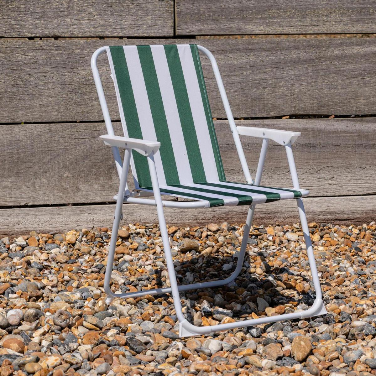 Folding Metal Beach Garden Chairs - Pack of 2 - Green – image 3