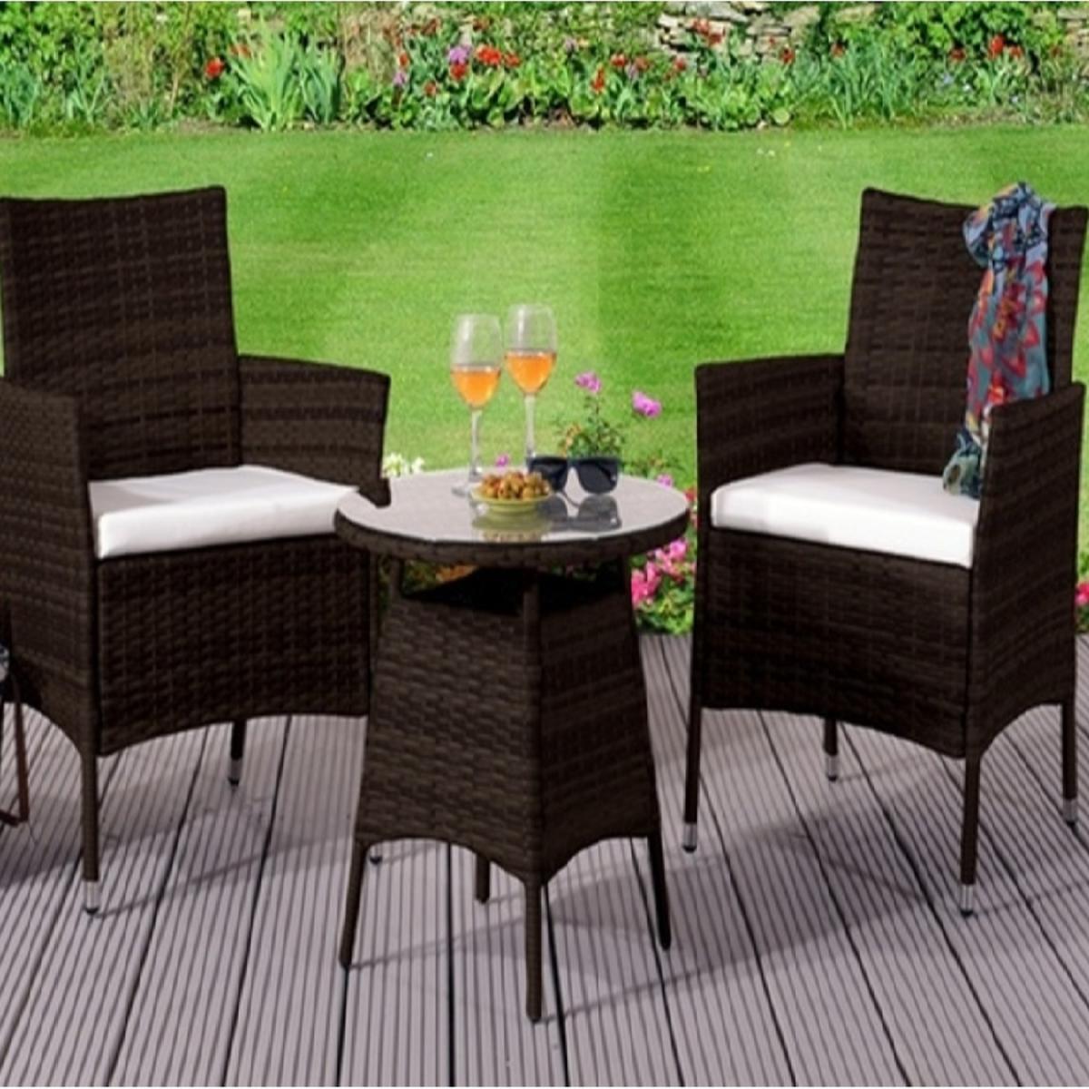 3 Piece Rattan Bistro Set - Brown