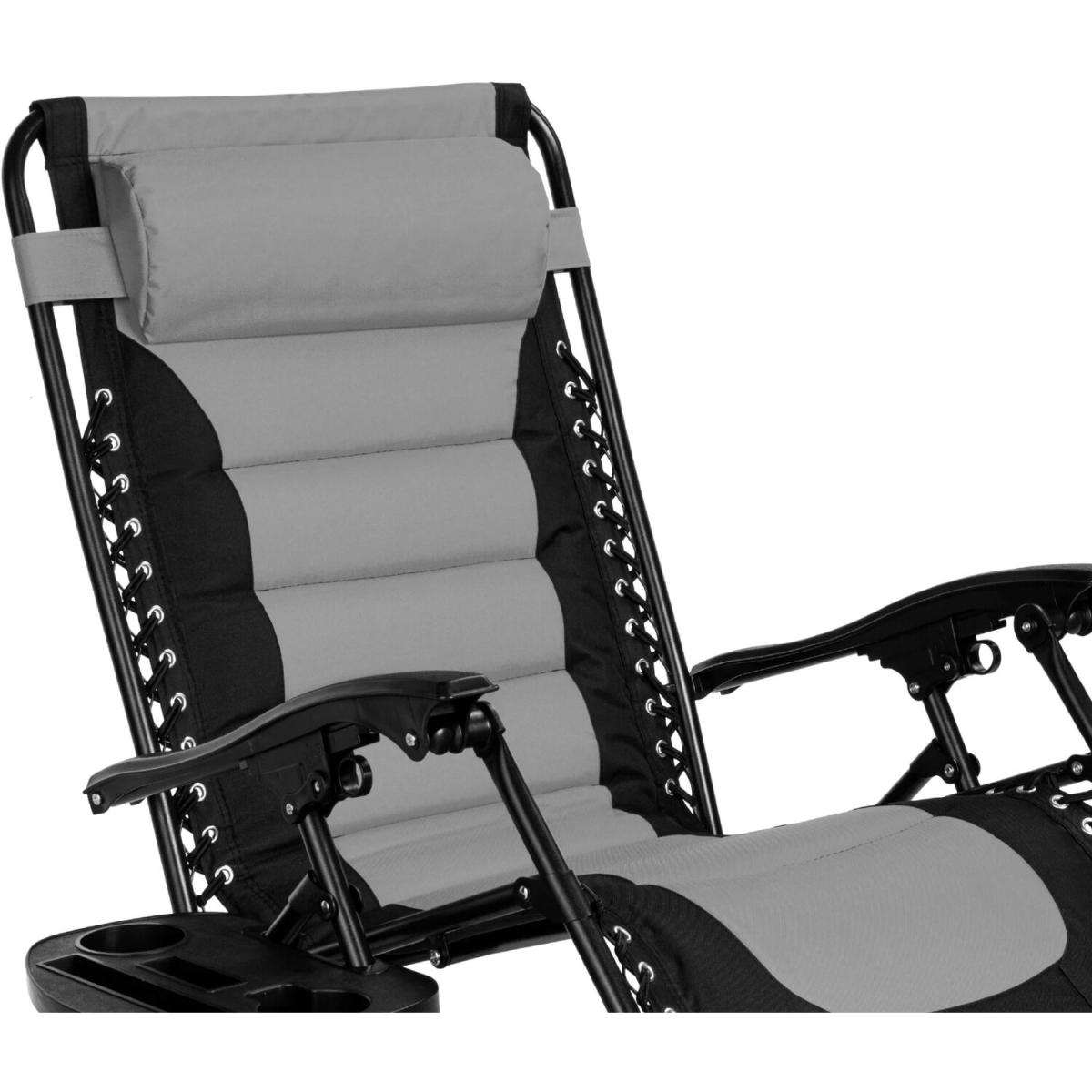 Set of 2 Extra Wide Garden Zero Gravity Chair with padded seat - Grey – image 2