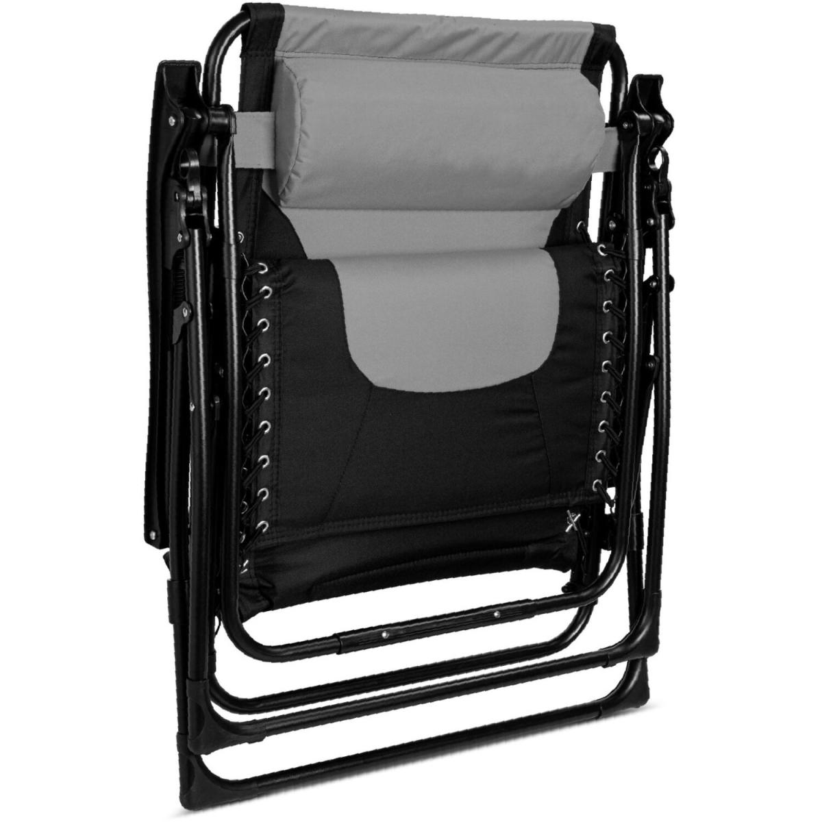 Set of 2 Extra Wide Garden Zero Gravity Chair with padded seat - Grey – image 3