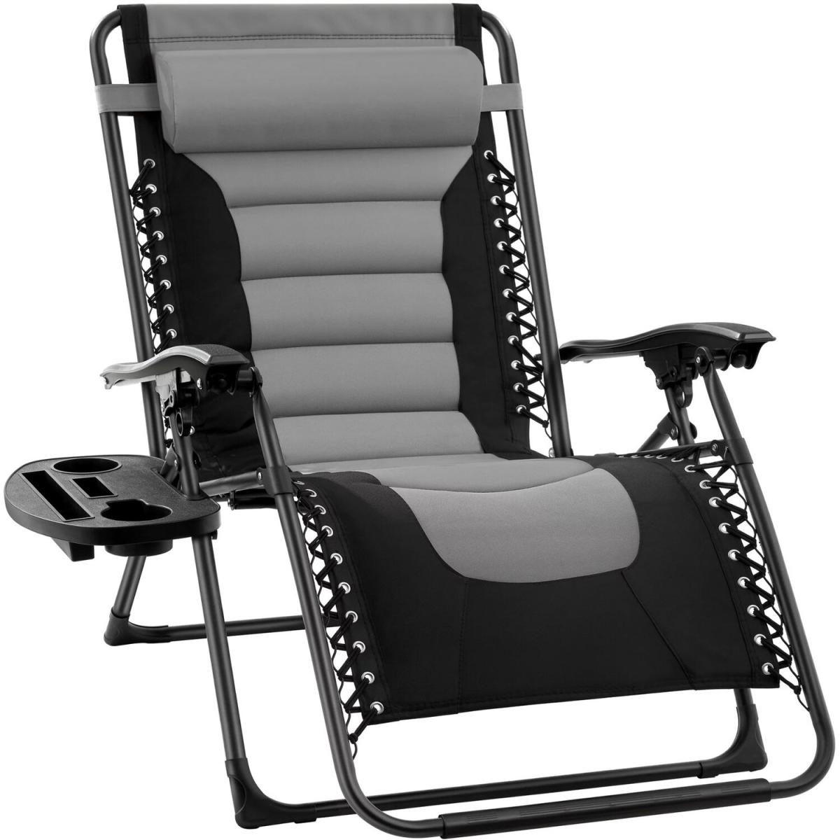 Set of 2 Extra Wide Garden Zero Gravity Chair with padded seat - Grey – image 4