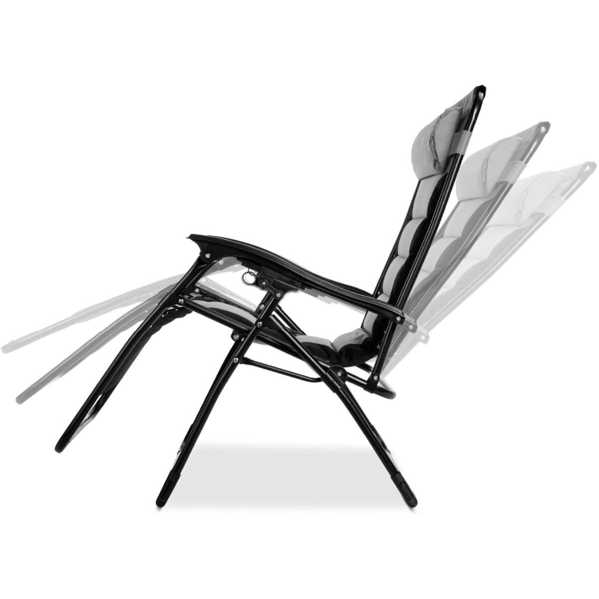 Set of 2 Extra Wide Garden Zero Gravity Chair with padded seat - Grey – image 5