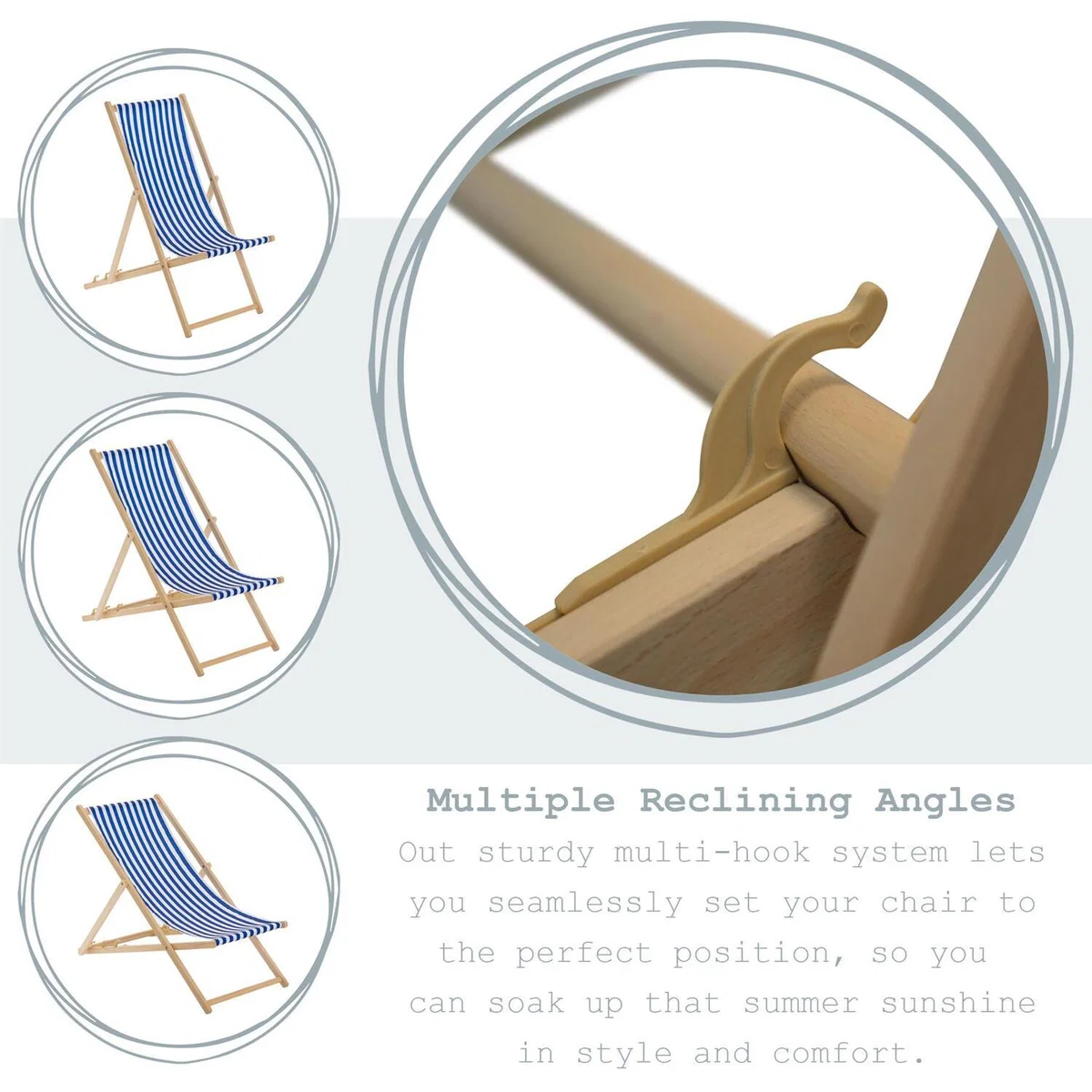 Harbour Housewares Folding Wooden Deck Chairs - 2pc - Multi – image 5