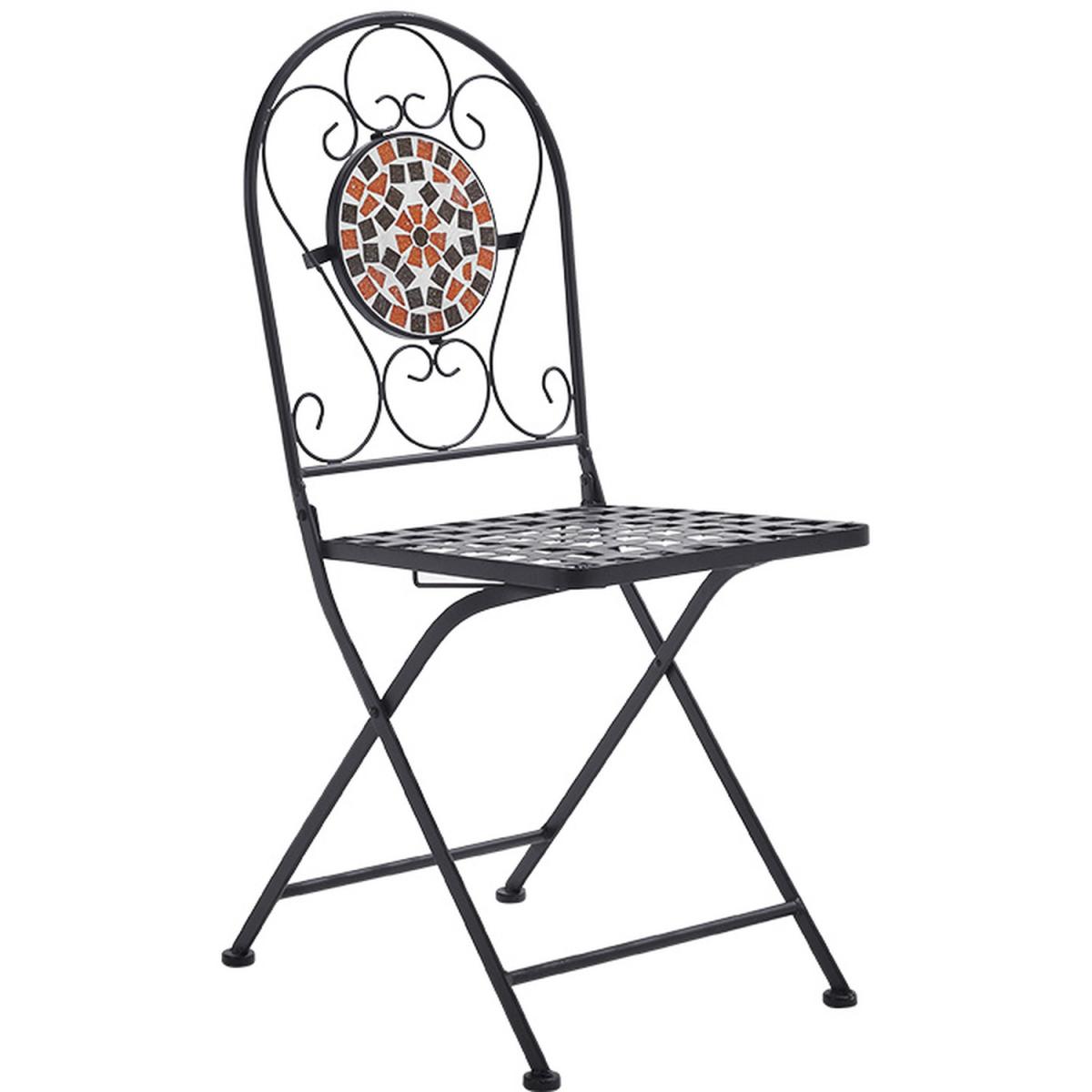 Multicolor Regular Pattern Foldable Ceramic Backrest Chair - Black – image 2