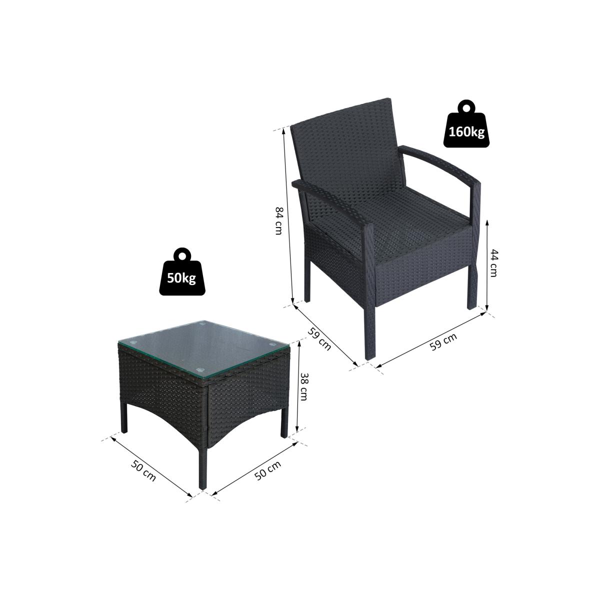 3 Piece Rattan Set Garden Furniture - Black – image 1