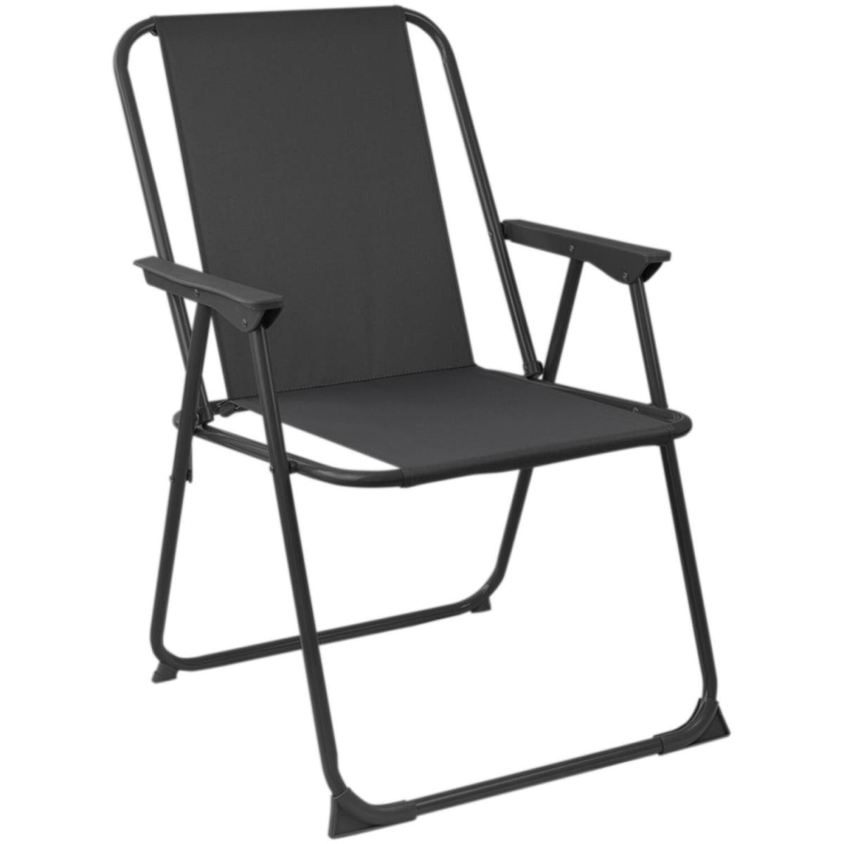 Folding Metal Beach Garden Chairs - Pack of 6 - Black – image 2