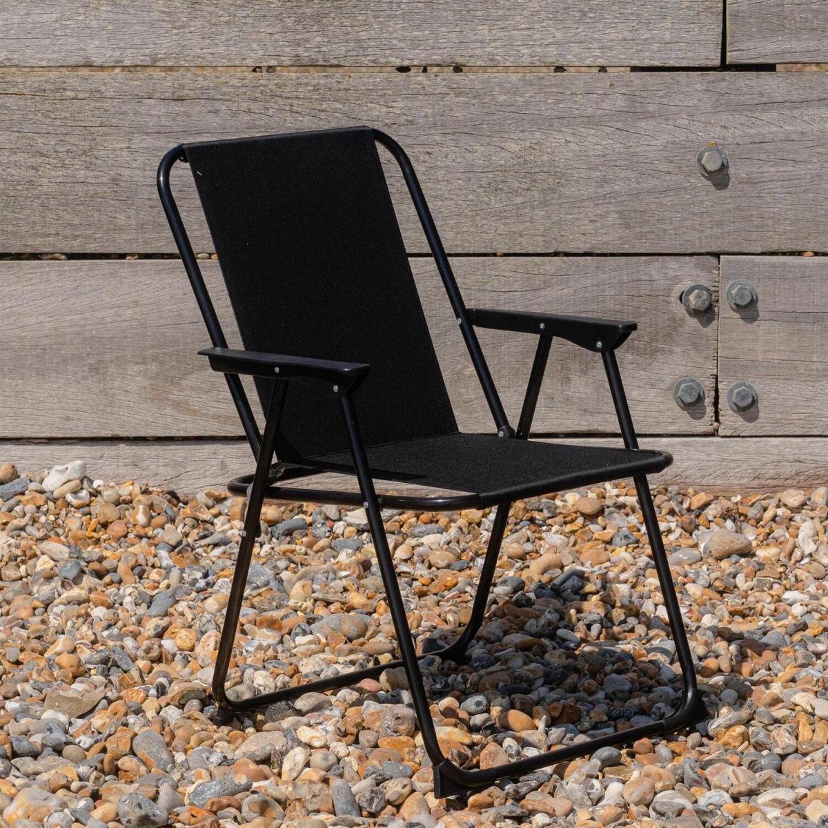 Folding Metal Beach Garden Chairs - Pack of 6 - Black – image 3