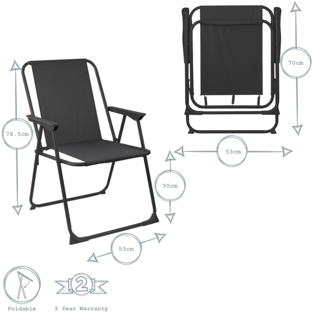 Folding Metal Beach Garden Chairs - Pack of 6 - Black – image 4