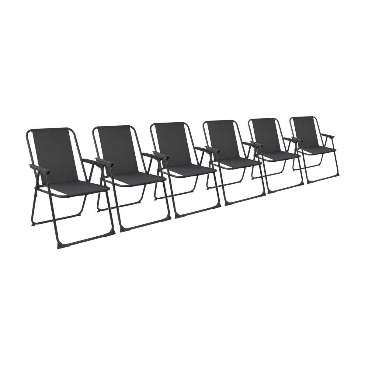 Folding Metal Beach Garden Chairs - Pack of 6 - Black – image 1
