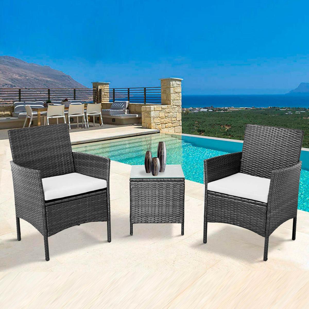 Neo 3 Piece Rattan Garden Furniture Bistro Set - Grey – image 3