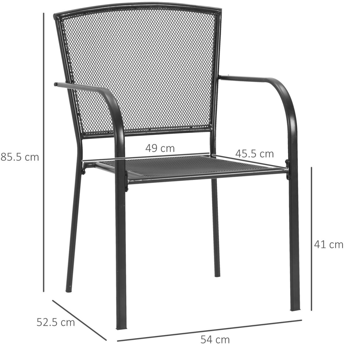 Set of 2 Garden Chairs Metal Garden Dining Chairs 2 Seater - Grey – image 2