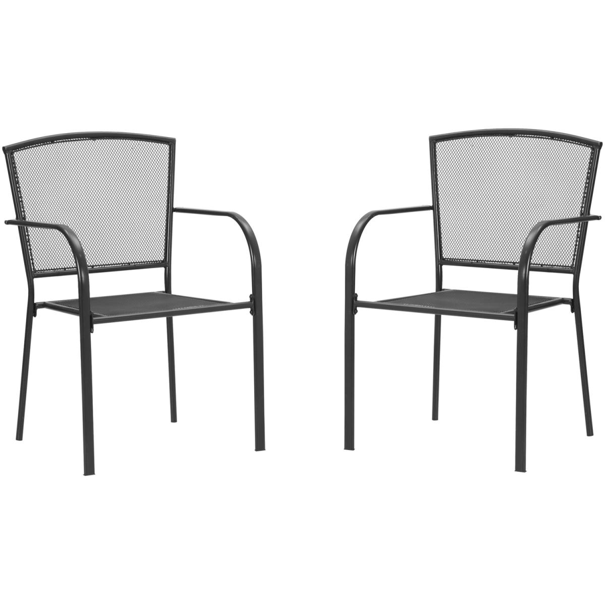 Set of 2 Garden Chairs Metal Garden Dining Chairs 2 Seater - Grey – image 7