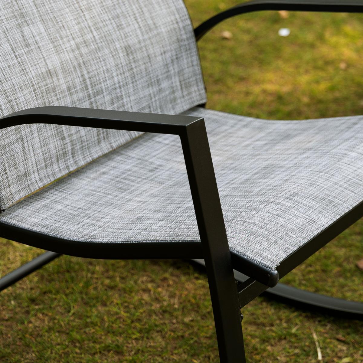 3 Pieces Outdoor Patio Bistro Set with 2 Rocking Chairs - Grey – image 5