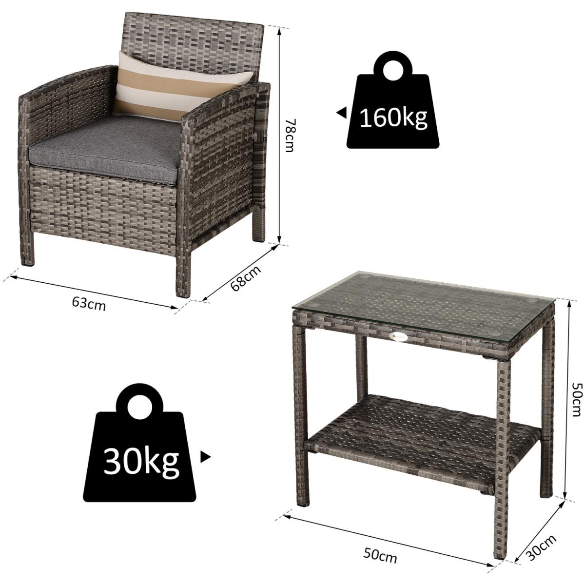 PE Rattan Set 2 Tier Table Set - Grey – image 2