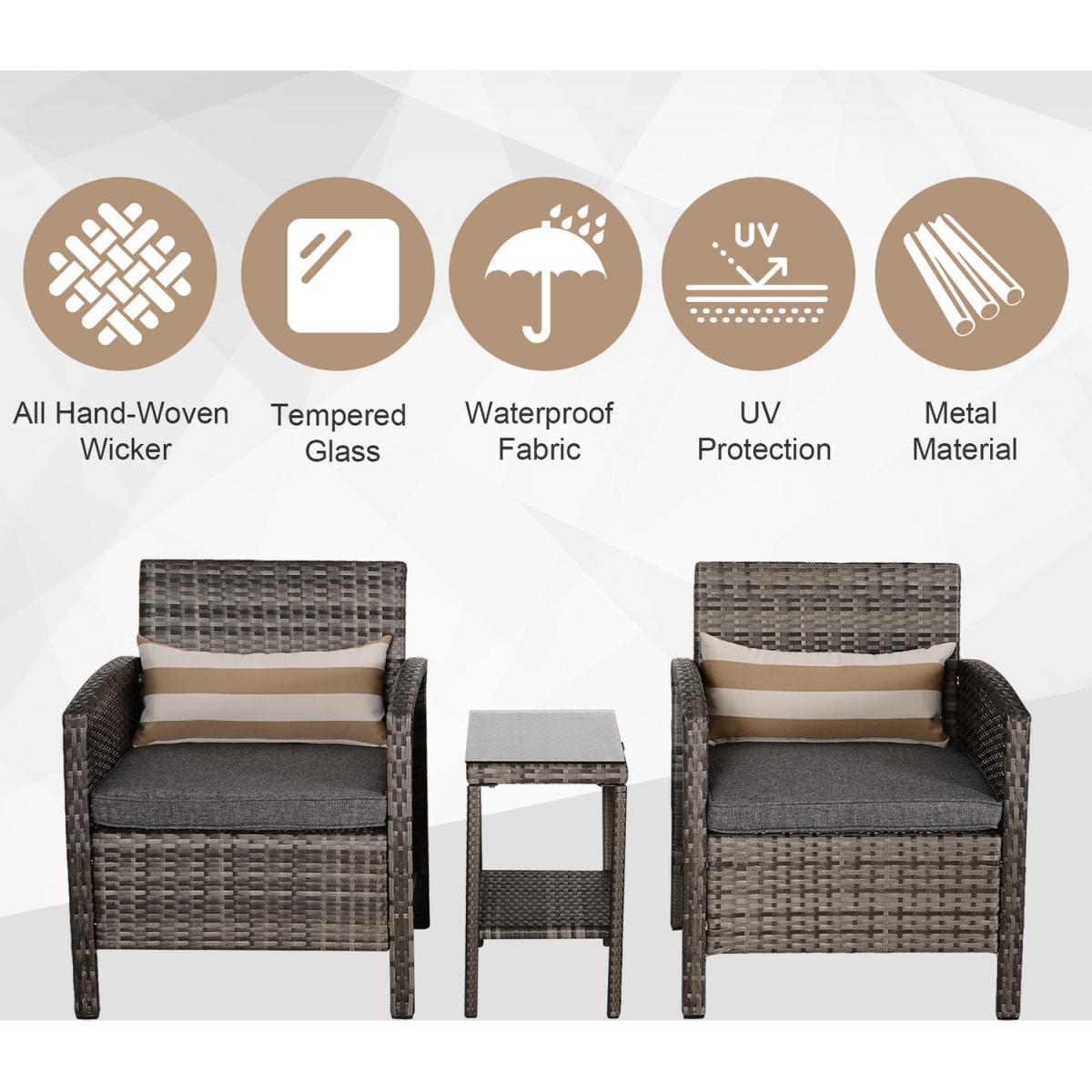PE Rattan Set 2 Tier Table Set - Grey – image 3