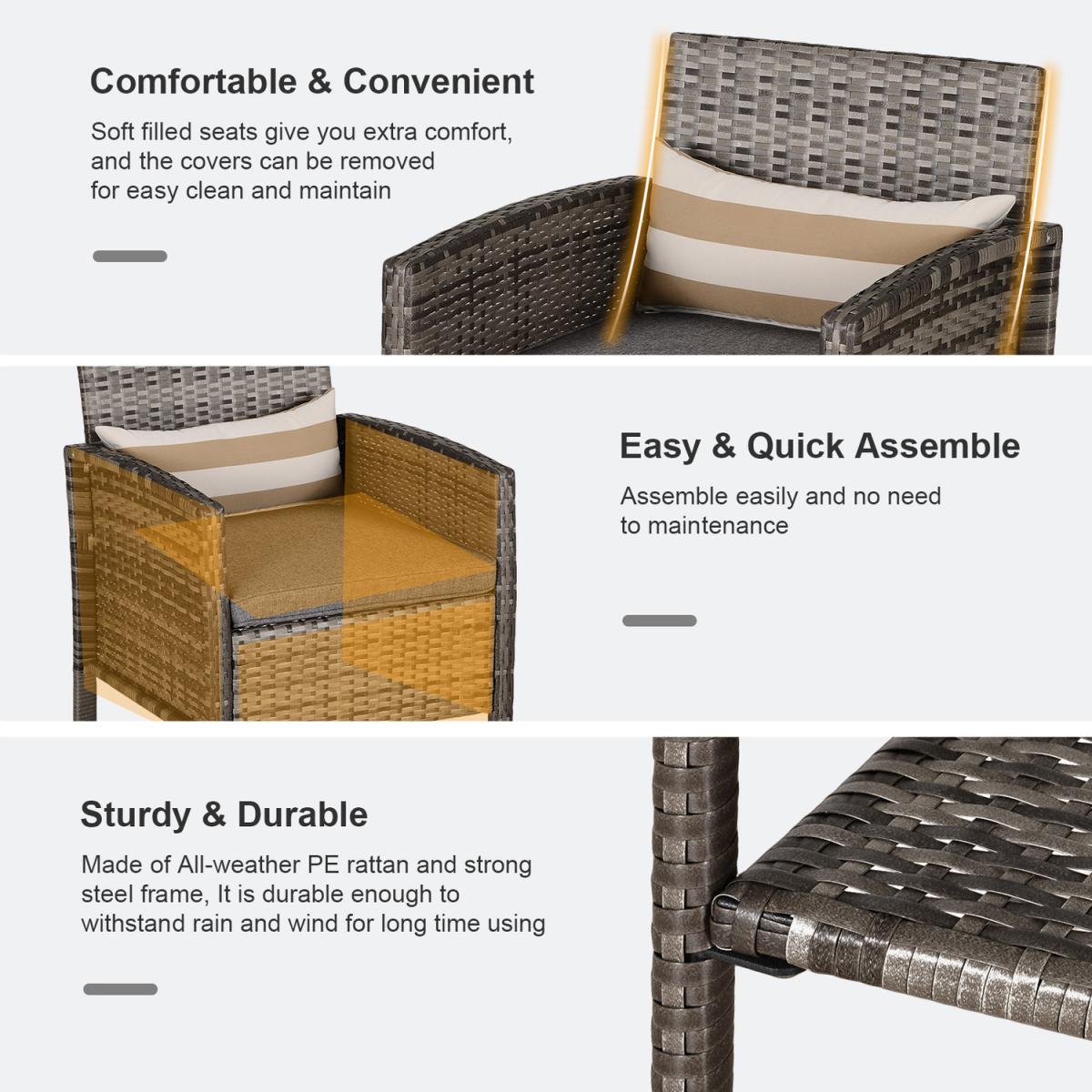 PE Rattan Set 2 Tier Table Set - Grey – image 4