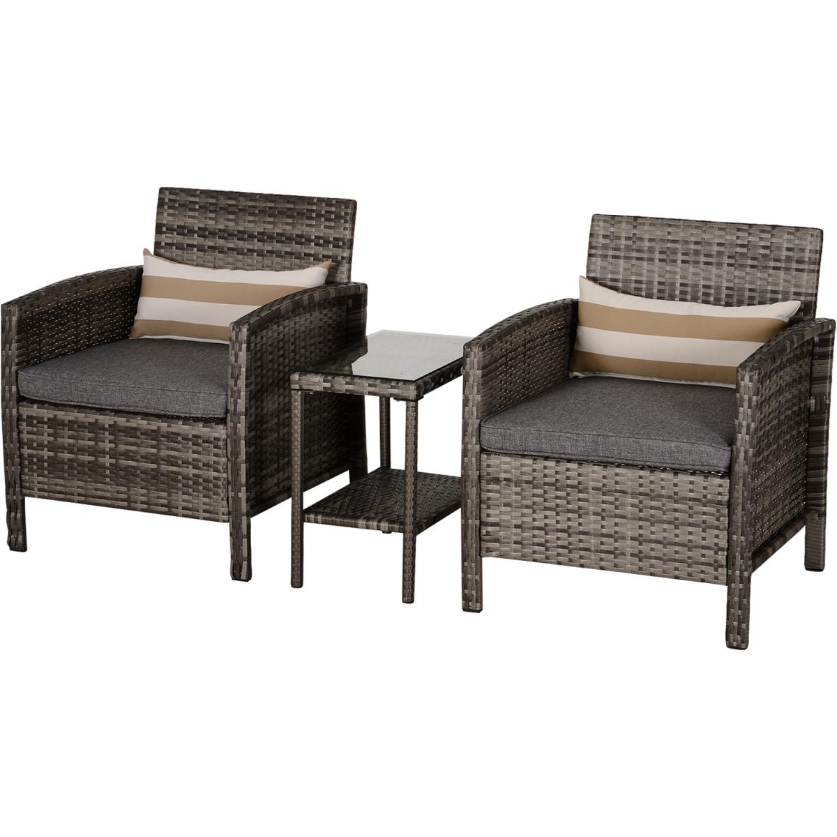 PE Rattan Set 2 Tier Table Set - Grey – image 5