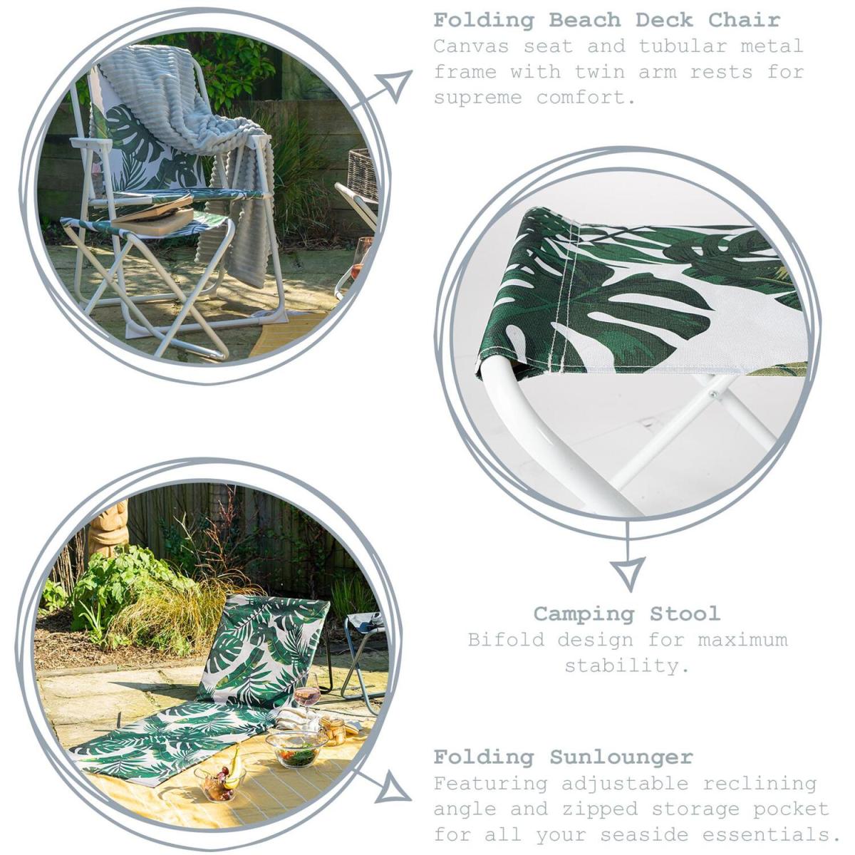 6 Piece Folding Beach Furniture Set - Banana Leaf - Green – image 2