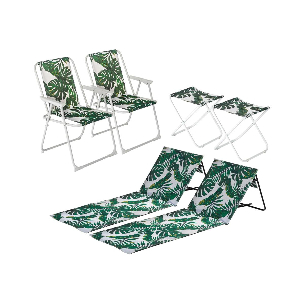 6 Piece Folding Beach Furniture Set - Banana Leaf - Green – image 1