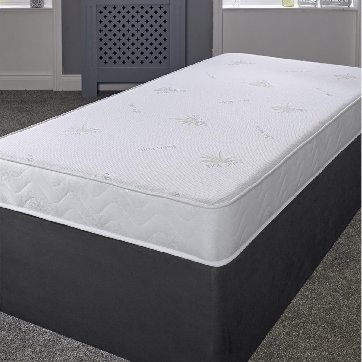 The Aloe Vera Essentials 17cm Deep White Border  Hybrid Spring Mattress - Aloe Vera Design Top, White Border / White / Small Double – image 2