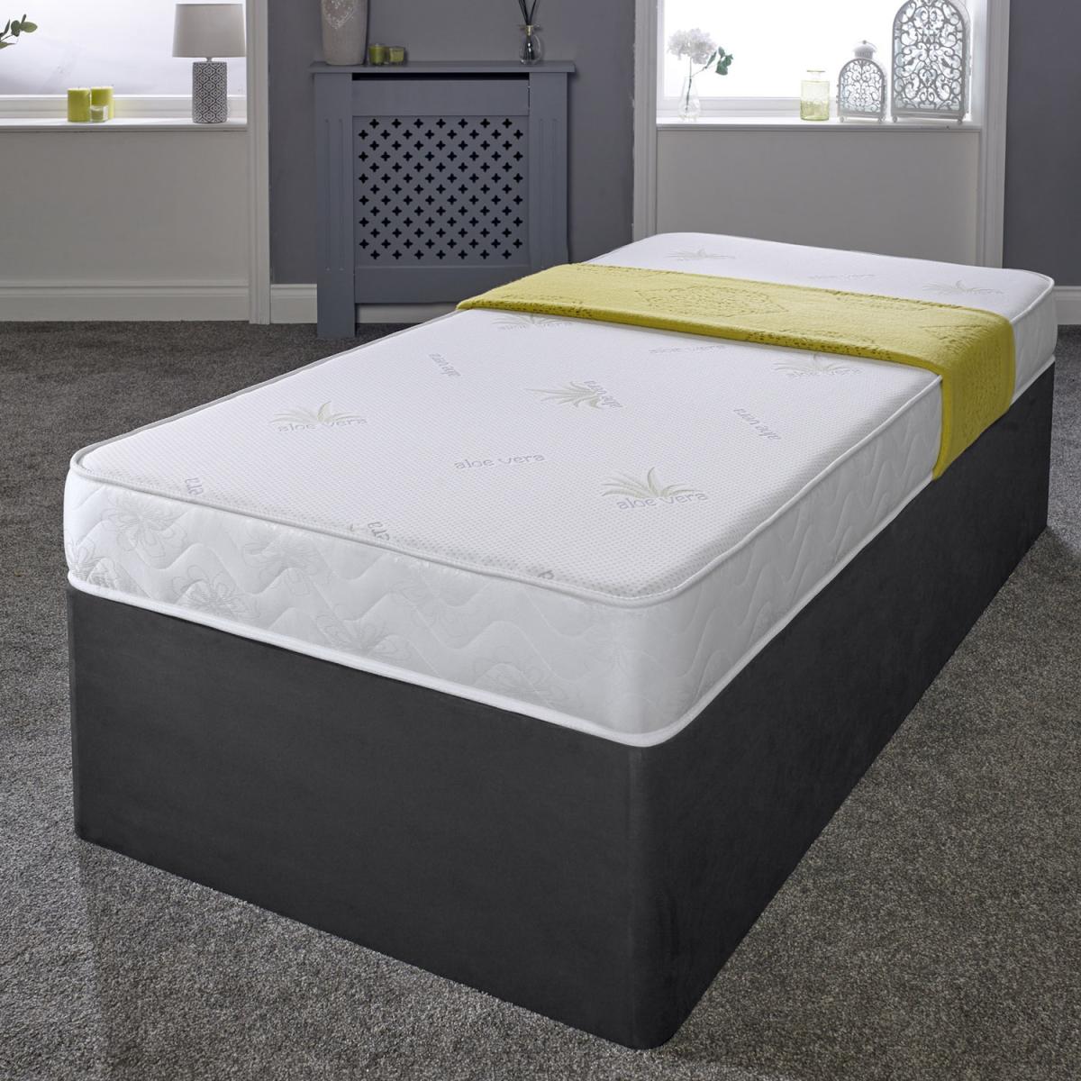 The Aloe Vera Essentials 17cm Deep White Border  Hybrid Spring Mattress - Aloe Vera Design Top, White Border / White / Small Double – image 4