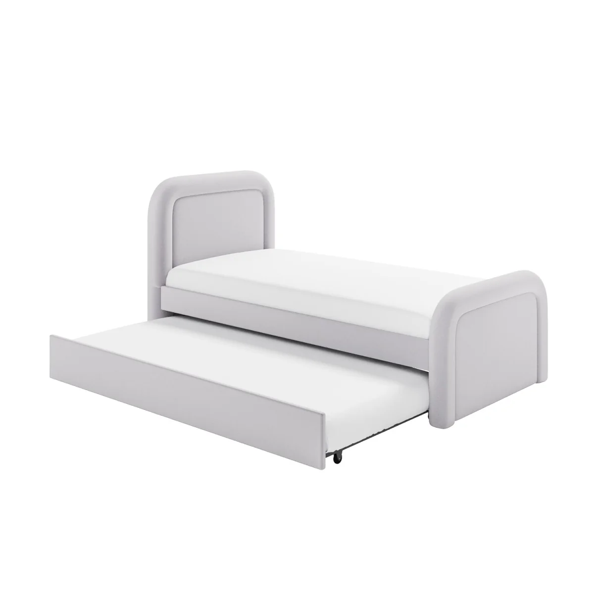 Lilac Upholstered Single Guest Bed with Trundle and Curved Headboard - Naomi – image 7