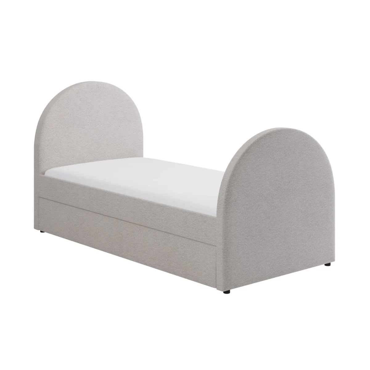 Grey Upholstered Single Guest Bed with Curved Headboard and Footboard - Kayla – image 6