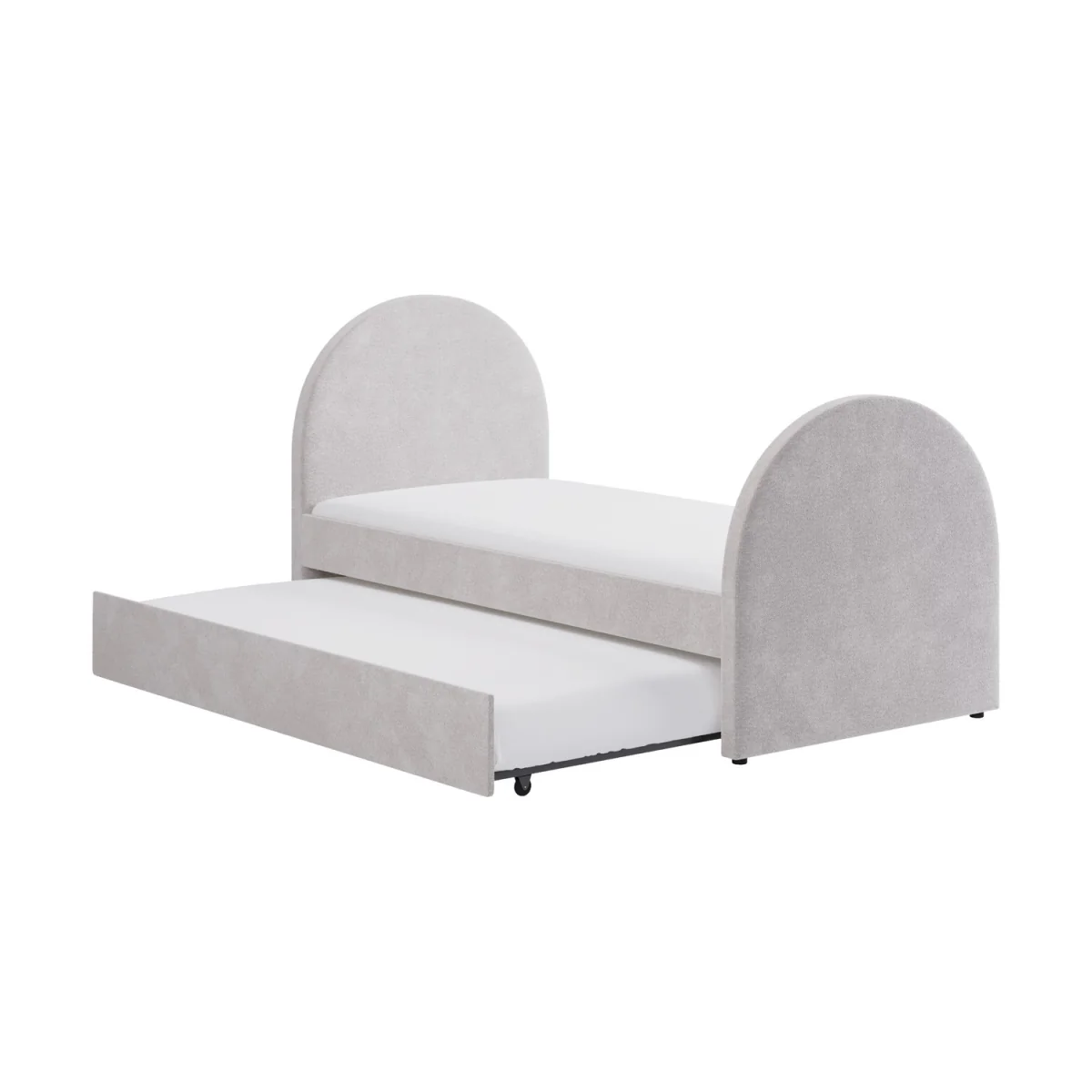Grey Upholstered Single Guest Bed with Curved Headboard and Footboard - Kayla – image 7