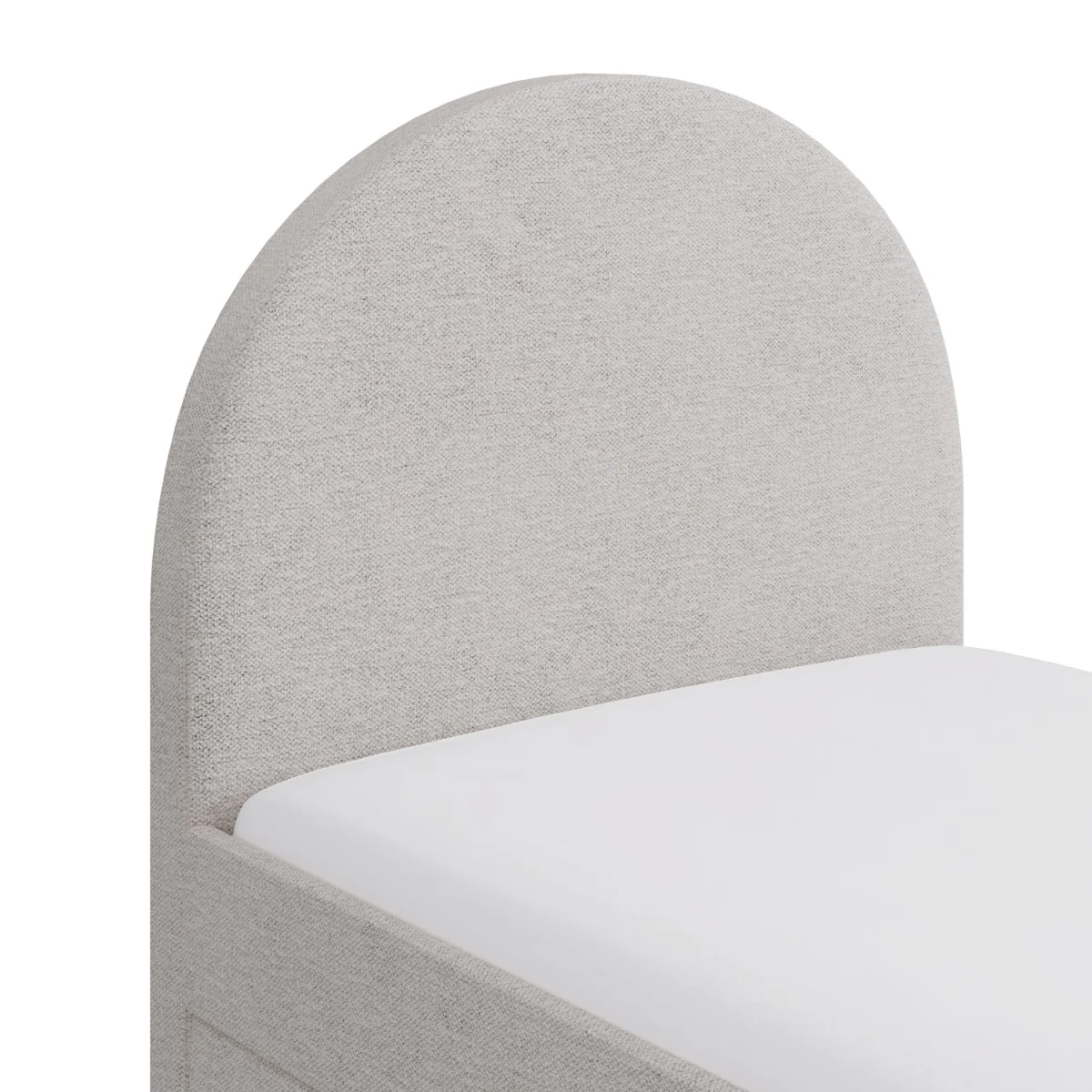 Grey Upholstered Single Guest Bed with Curved Headboard and Footboard - Kayla – image 8