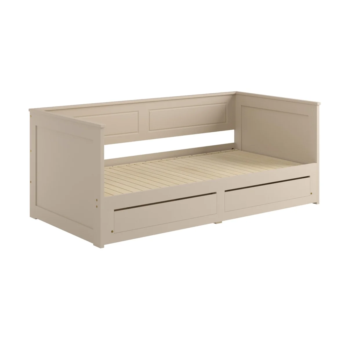 Double Wooden Day Bed with Trundle and Storage in Taupe - Lincoln – image 4