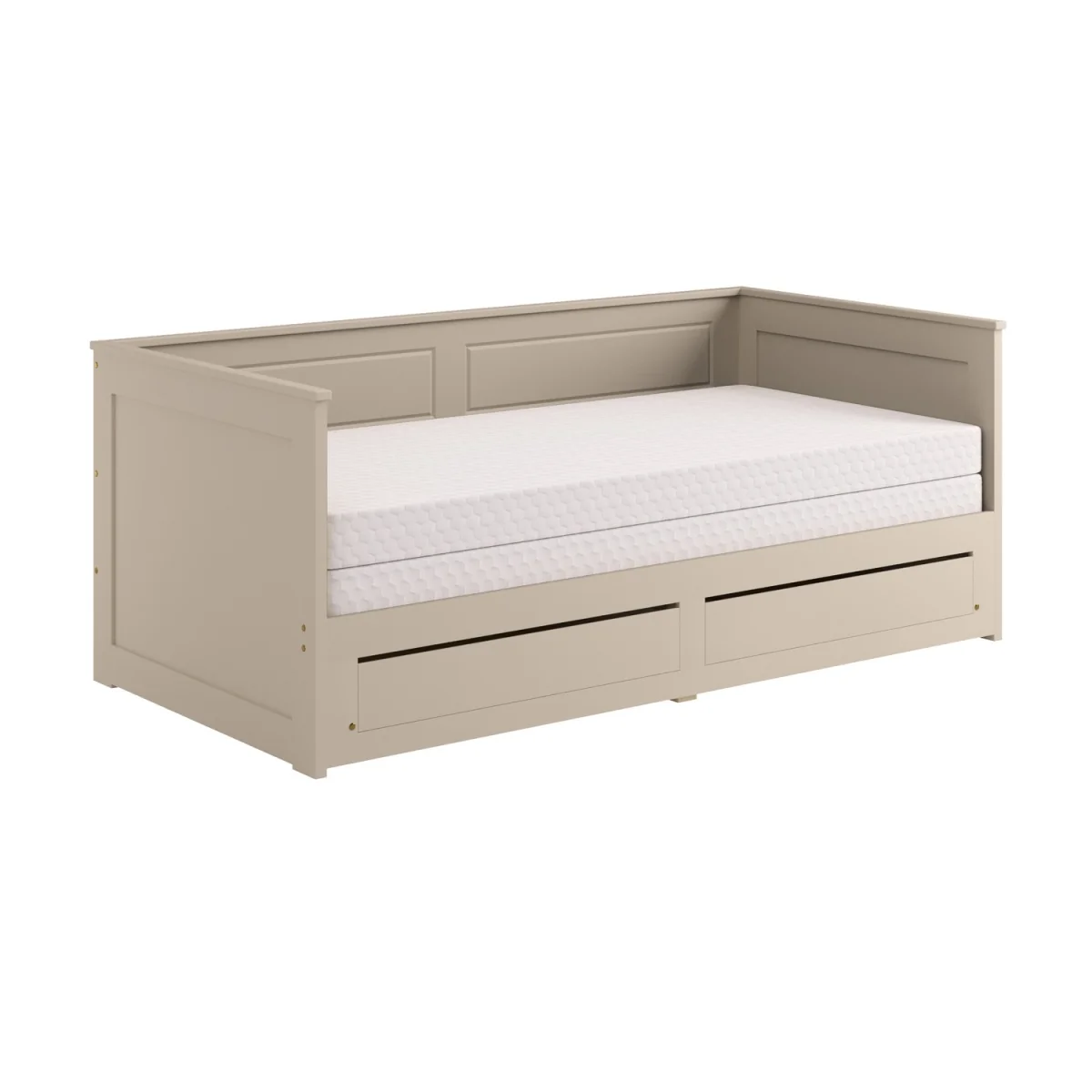 Double Wooden Day Bed with Trundle and Storage in Taupe - Lincoln – image 5