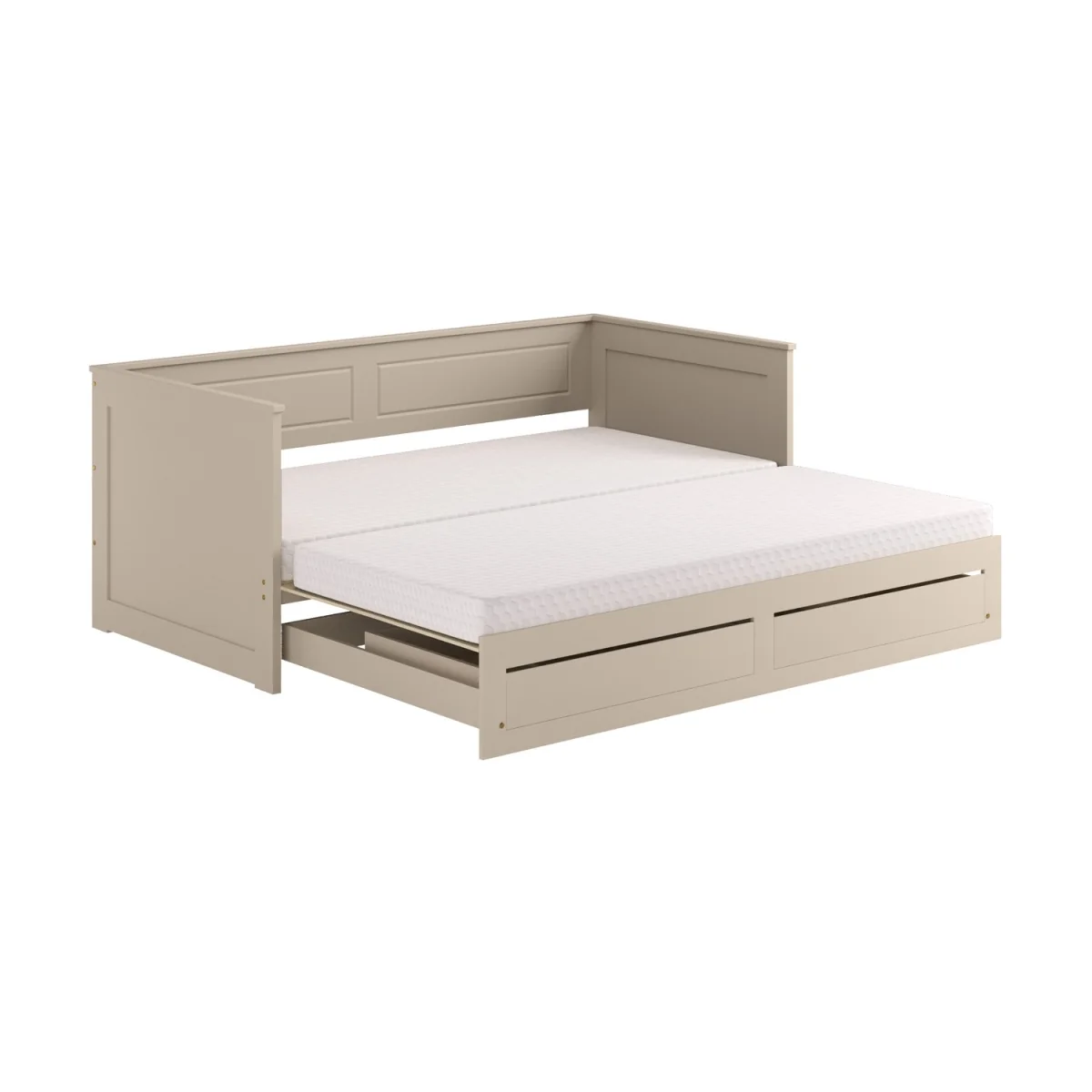 Double Wooden Day Bed with Trundle and Storage in Taupe - Lincoln – image 7