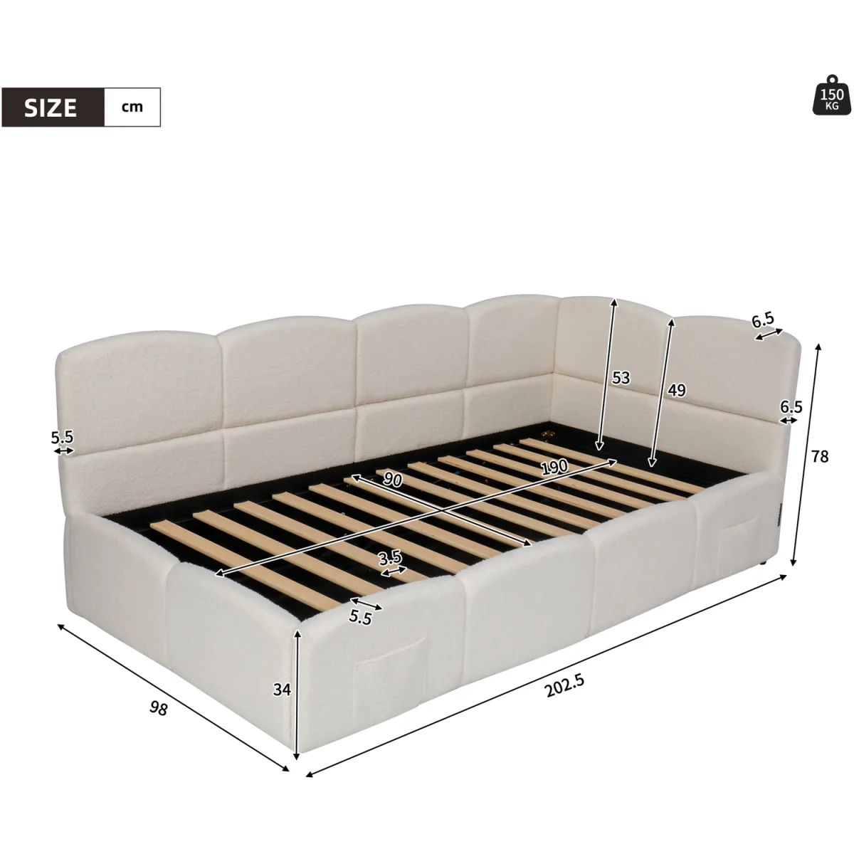AKA Upholstered Sofa Daybed with Hydraulic Storage and USB Charging - Cream – image 10