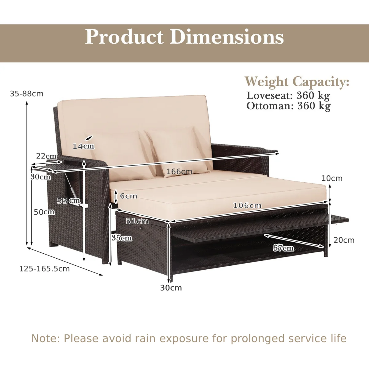 Patio Rattan Daybed Set – image 3