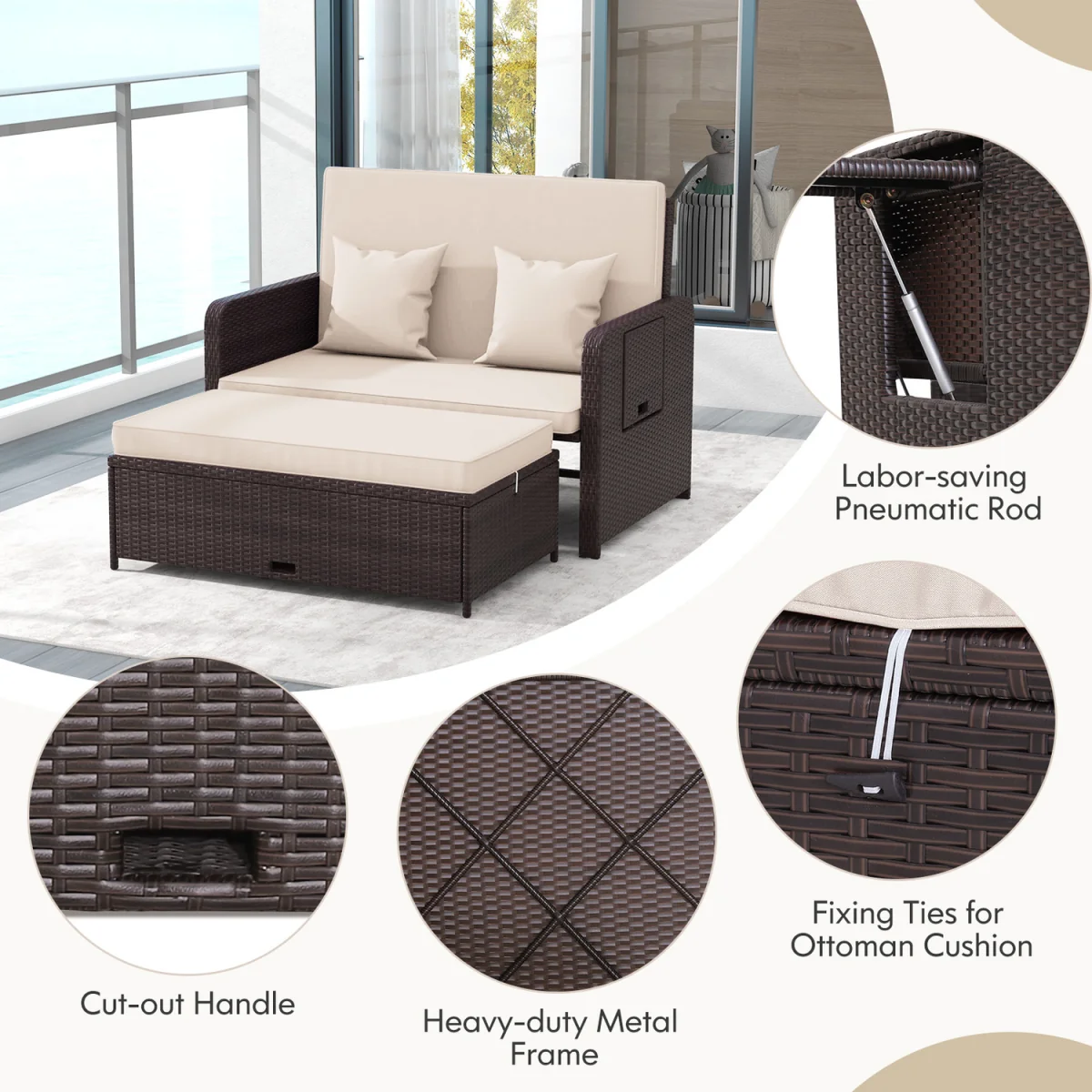 Patio Rattan Daybed Set – image 7