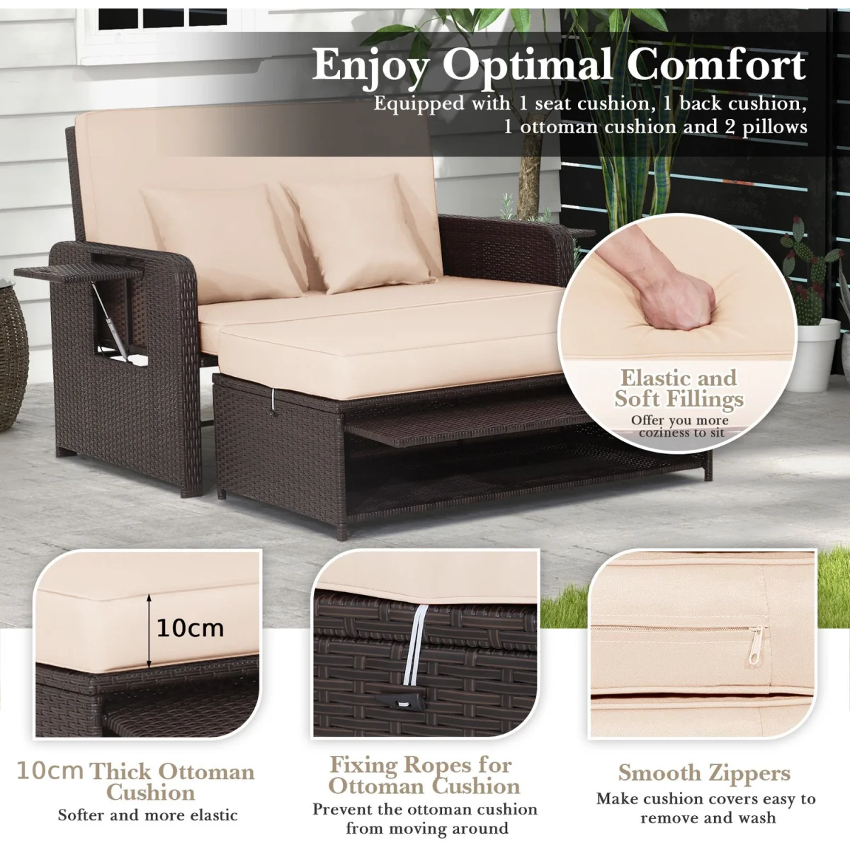 Patio Rattan Daybed Set – image 9