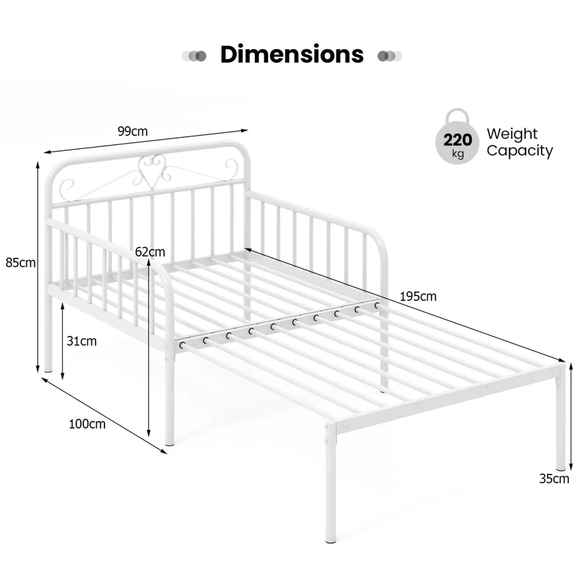 Metal Daybed Extendable Daybed - White – image 4