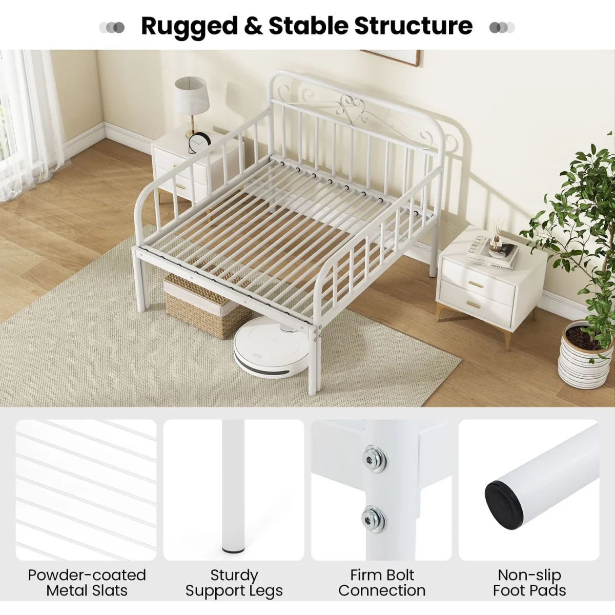 Metal Daybed Extendable Daybed - White – image 5