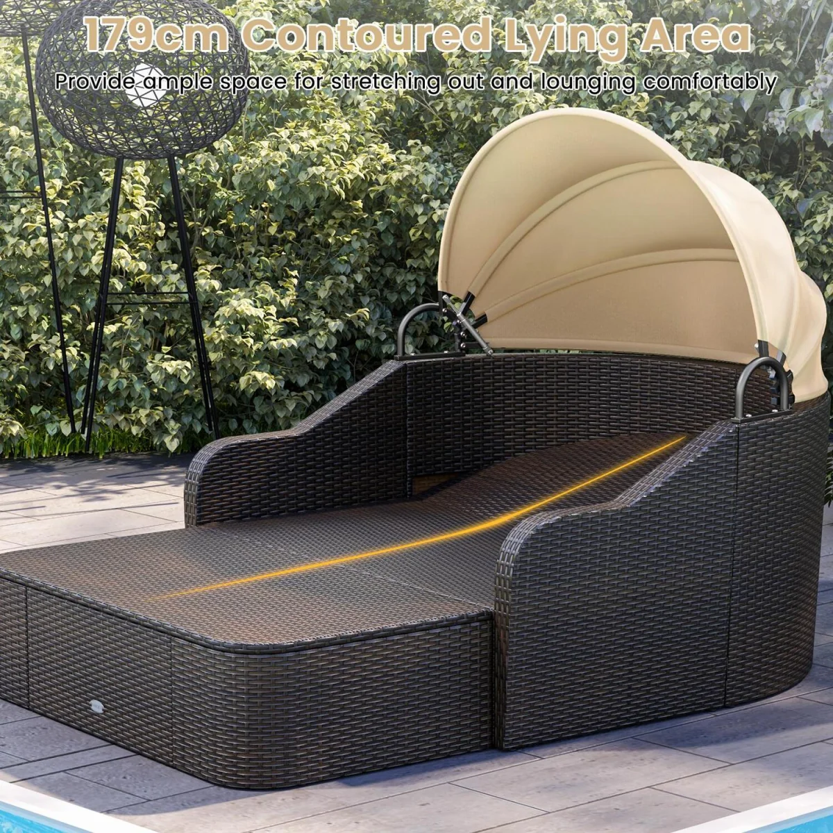 Patio PE Rattan Daybed - Brown – image 2