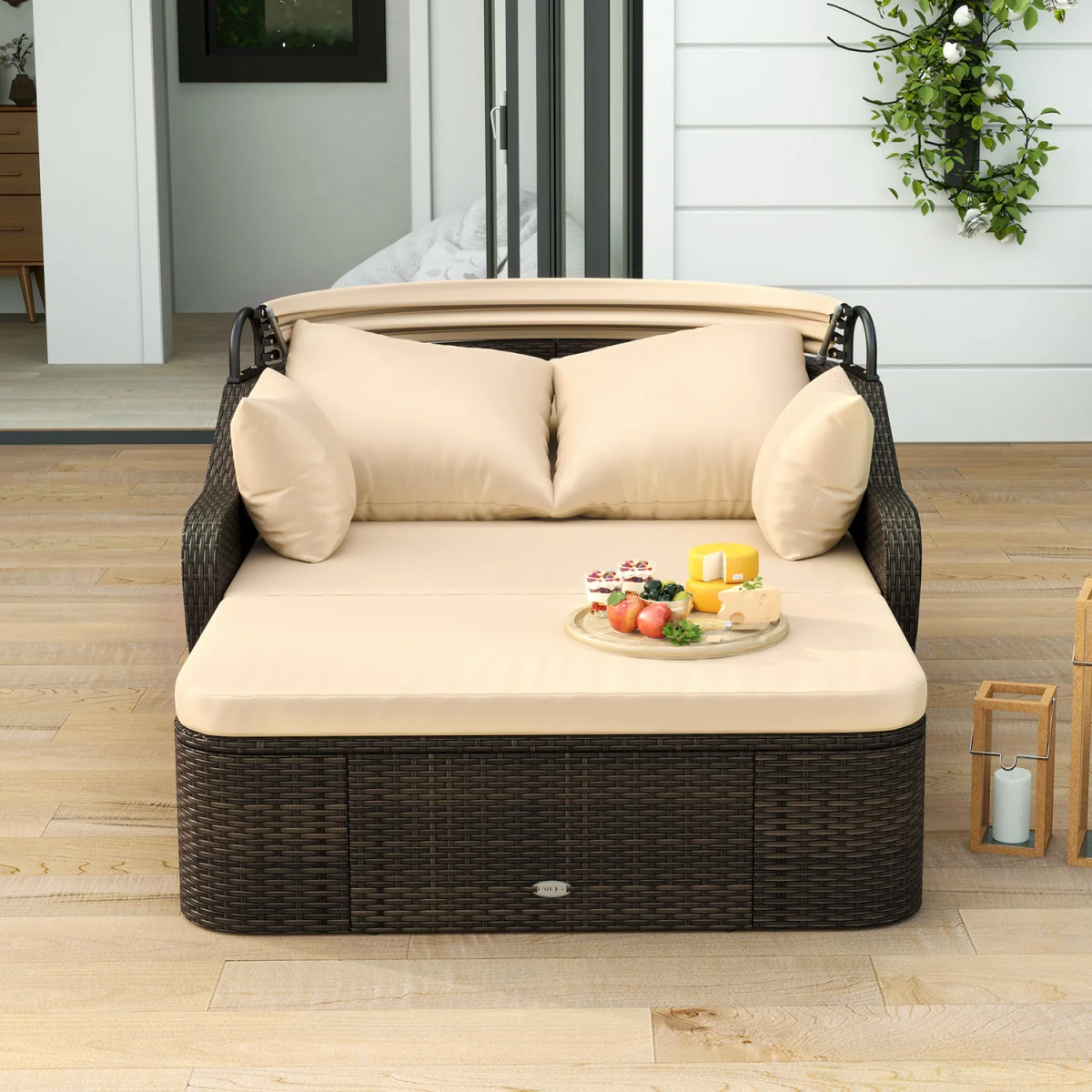 Patio PE Rattan Daybed - Brown – image 3